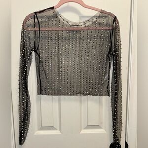 Amazing Lace Black Sheer Beaded Blouse